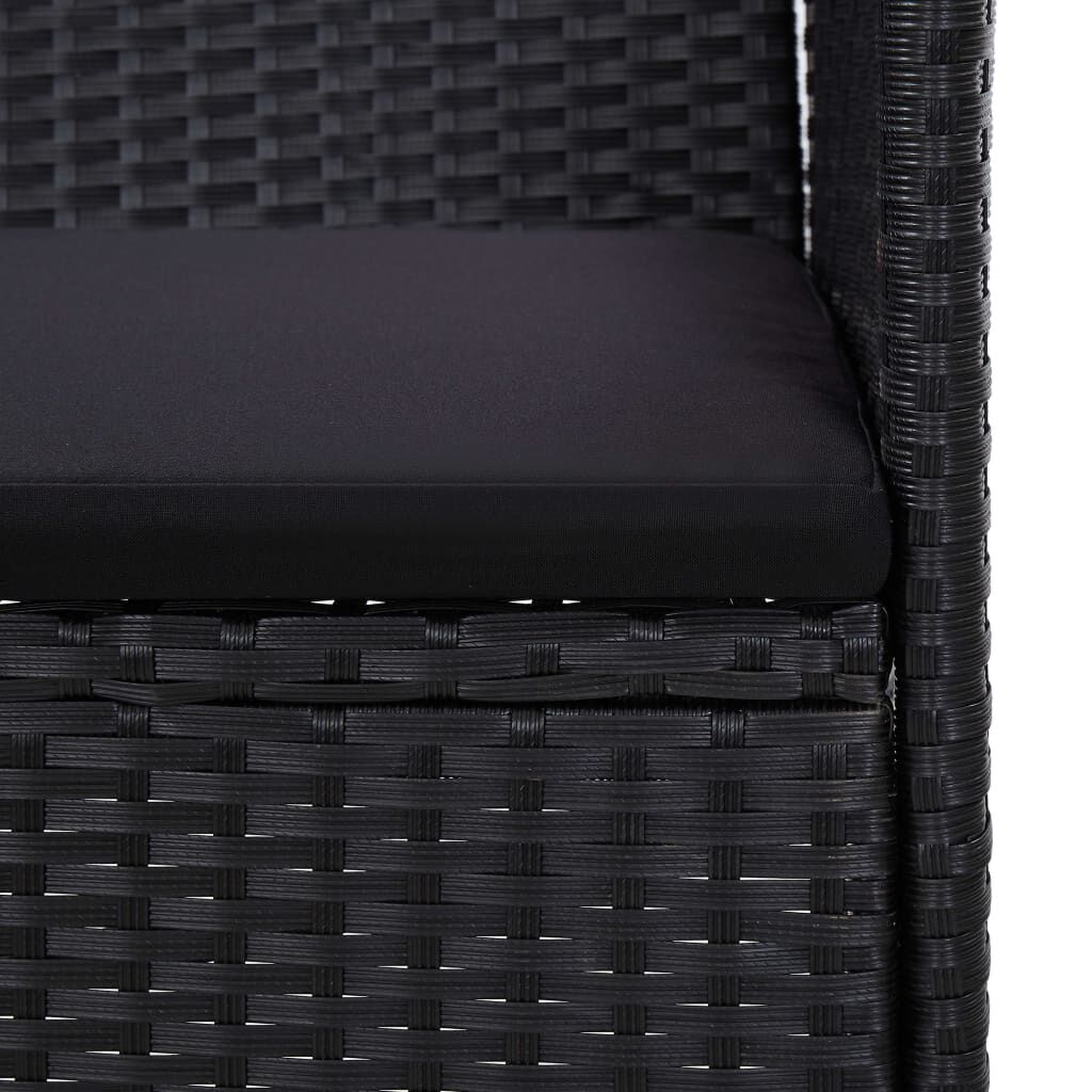 vidaXL 4 Piece Garden Lounge Set with Cushions Poly Rattan Black
