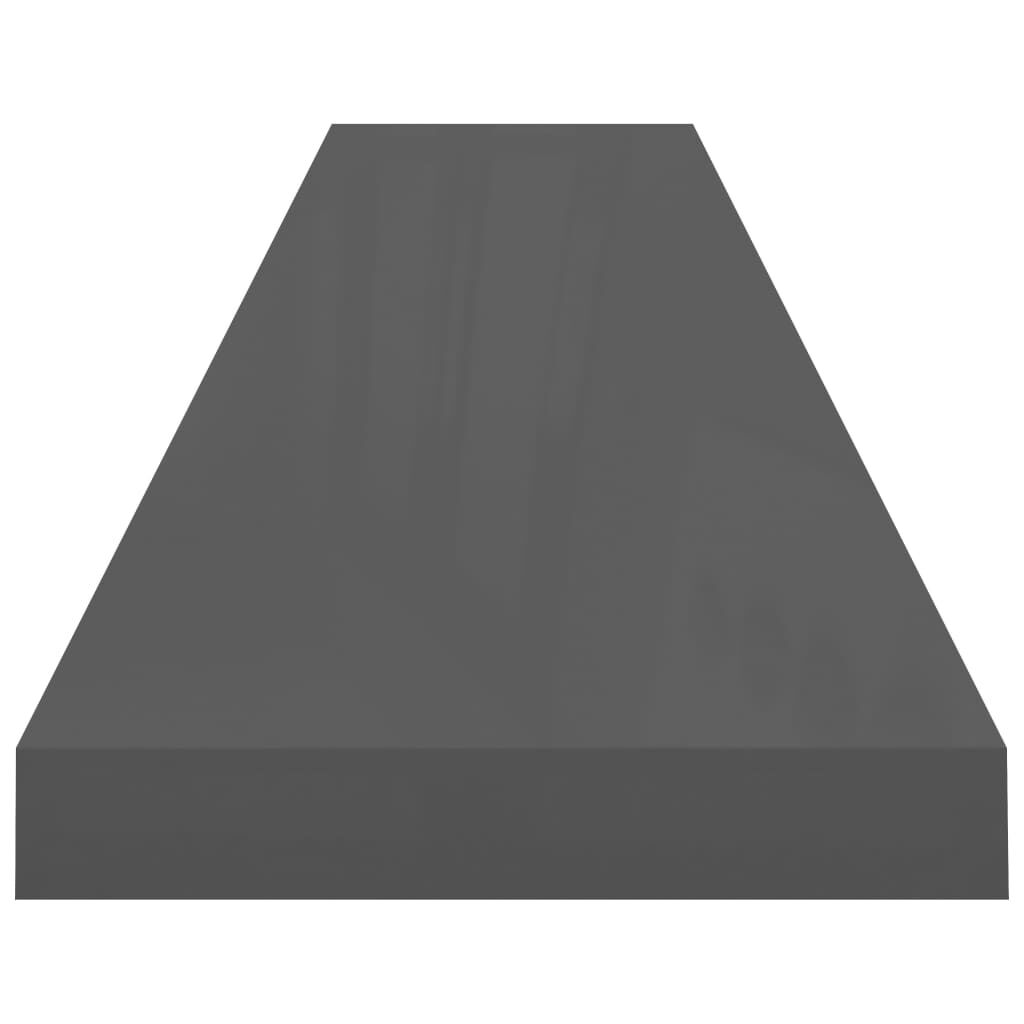 vidaXL Floating Wall Shelf High Gloss Grey 120x23.5x3.8 cm MDF
