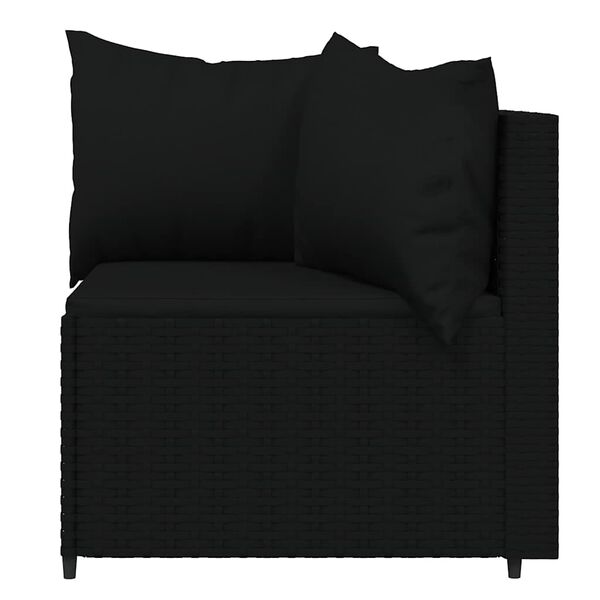 vidaXL Garden Corner Sofas with Cushions 2 pcs Black Poly Rattan
