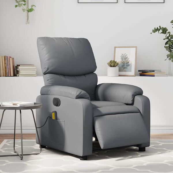 vidaXL Electric Massage Recliner Chair Grey Faux Leather