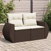 vidaXL Garden Sofa with Cushions 2-Seater Brown Poly Rattan