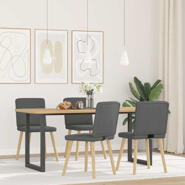 vidaXL Dining Chairs 4 pcs Dark Grey Fabric