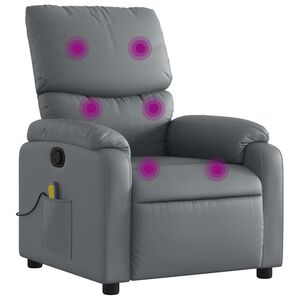 vidaXL Massage Recliner Chair Grey Faux Leather