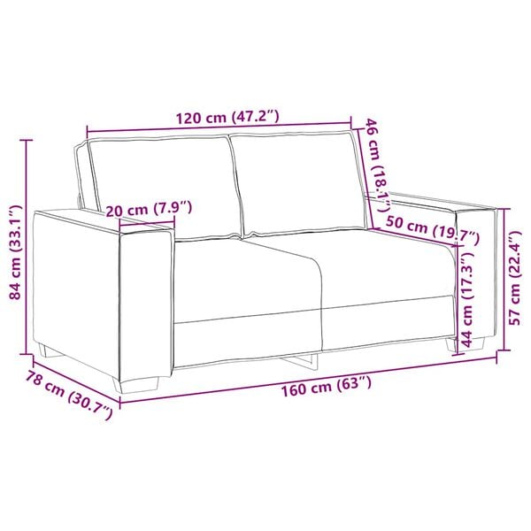 vidaXL 2-Seater Sofa Black 120 cm Fabric