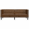 vidaXL Chesterfield Sofa 3-Seater Brown Faux Suede Leather