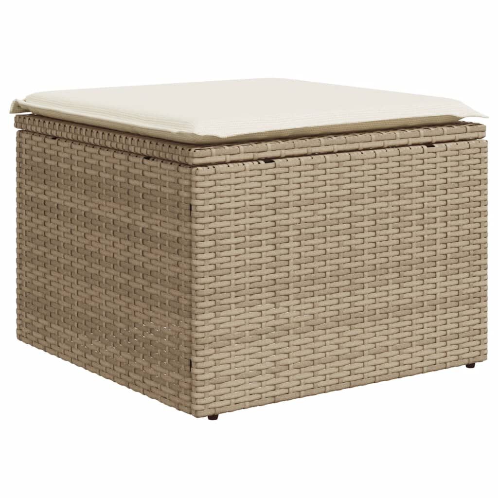 vidaXL 9 Piece Garden Sofa Set with Cushions Beige Poly Rattan