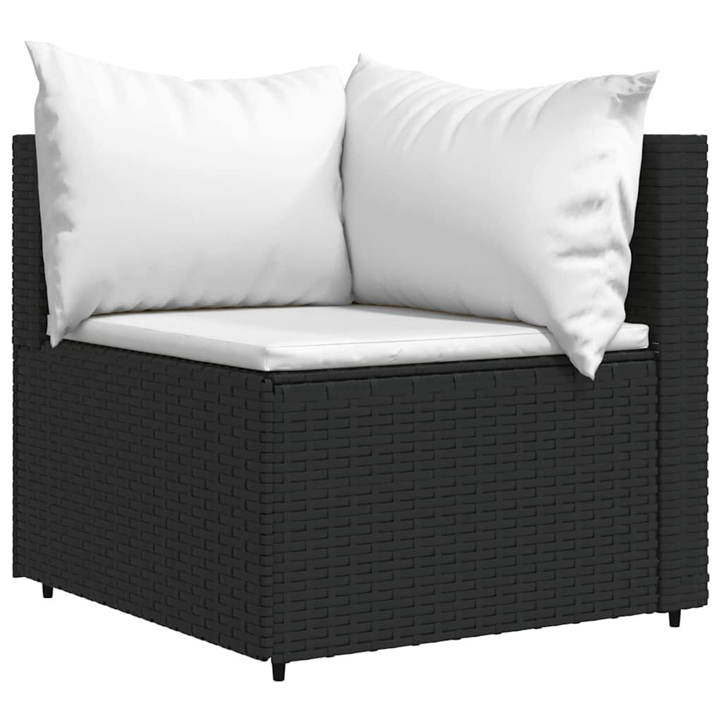 vidaXL 4 Piece Garden Lounge Set with Cushions Black Poly Rattan