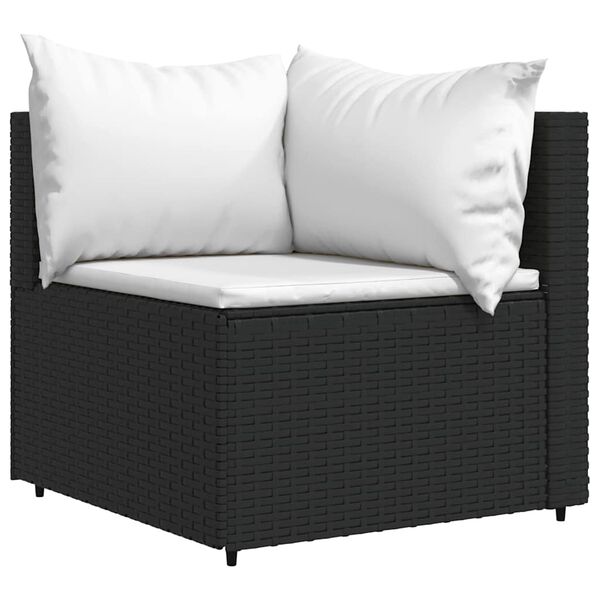 vidaXL 4 Piece Garden Lounge Set with Cushions Black Poly Rattan