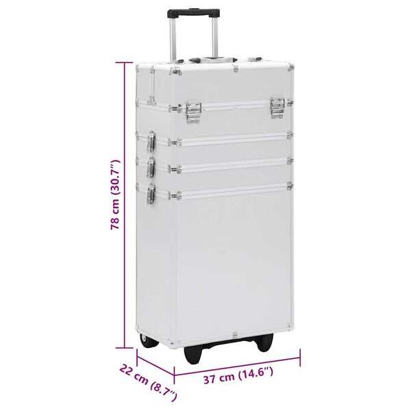vidaXL Make-up Trolley Aluminium Silver