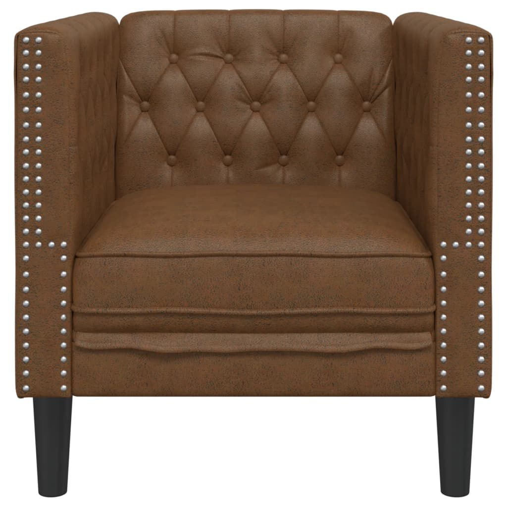 vidaXL Chesterfield Sofa Chair Brown Faux Suede Leather