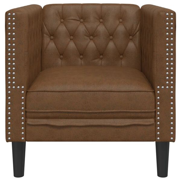 vidaXL Chesterfield Sofa Chair Brown Faux Suede Leather