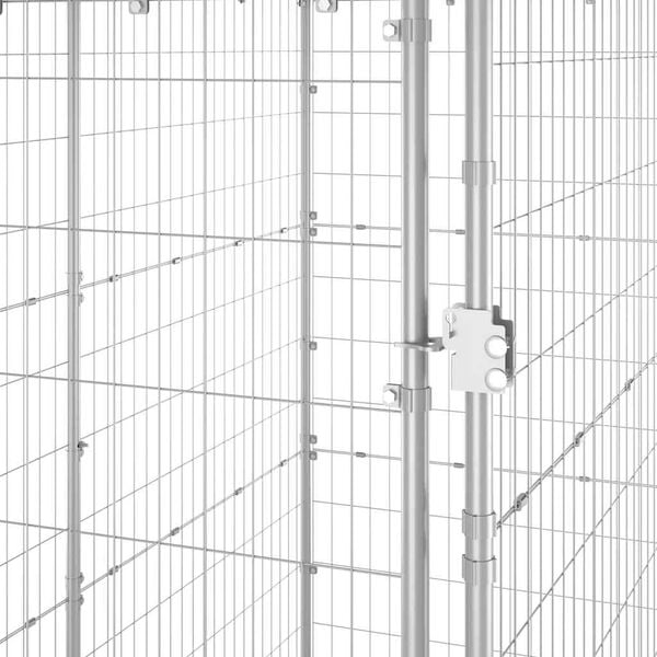 vidaXL Outdoor Dog Kennel Galvanised Steel with Roof 110x220x180 cm