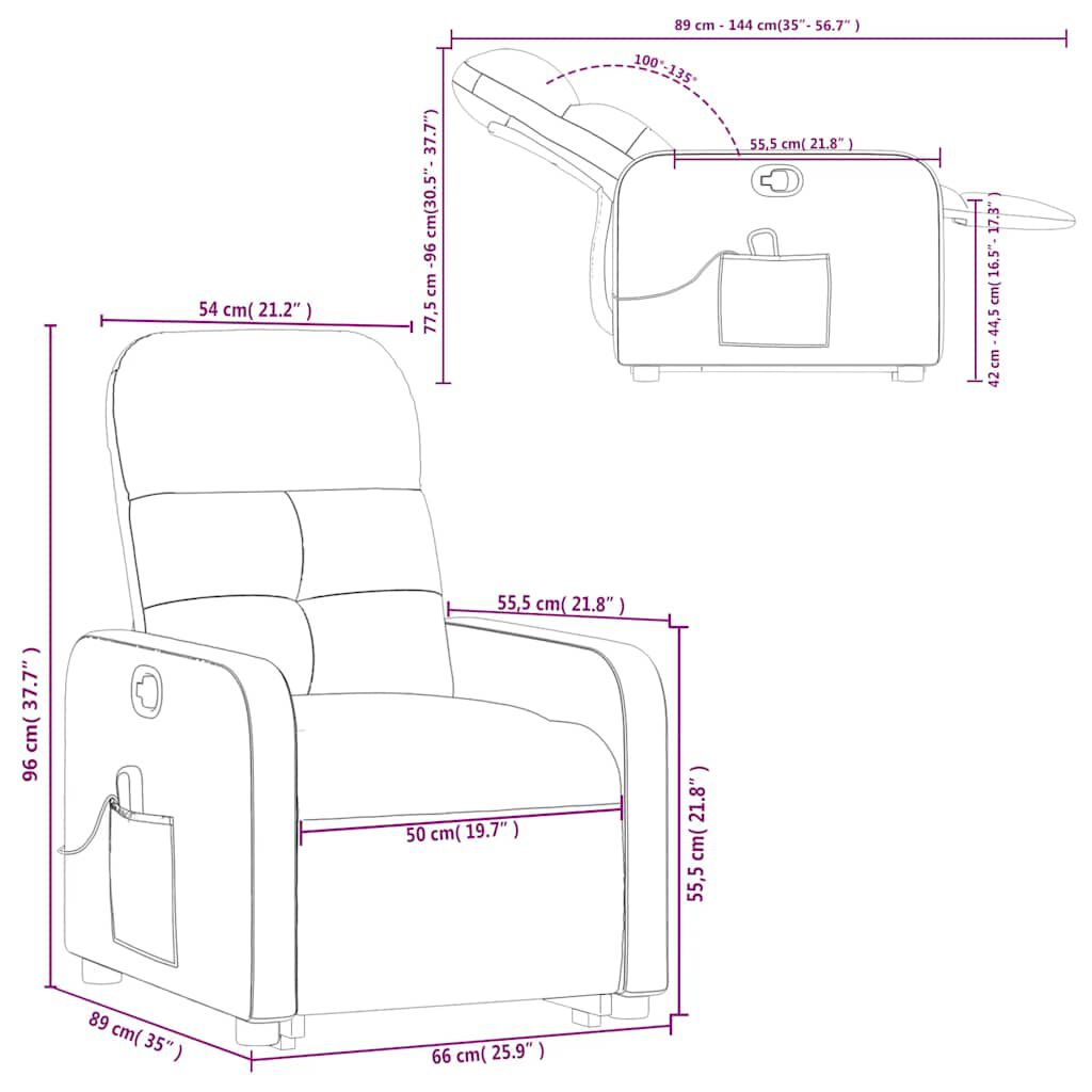 vidaXL Stand up Massage Recliner Chair Dark Green Fabric