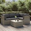 vidaXL 5 Piece Garden Lounge Set with Cushions Grey Poly Rattan
