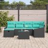 vidaXL Sofa Set with Cushion with Storage Black Poly Rattan