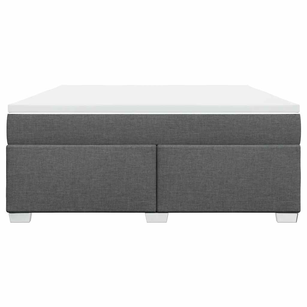 vidaXL Box Spring Bed with Mattress Dark Grey King Fabric