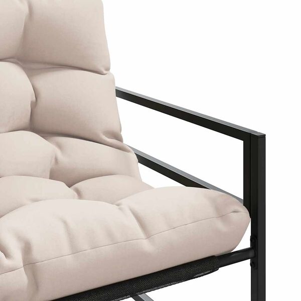 vidaXL Garden Bench with Cushion Taupe 113 cm Steel
