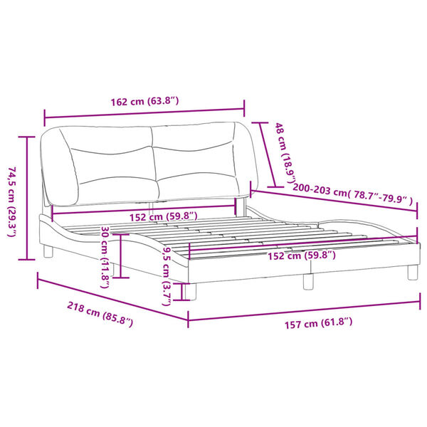 vidaXL Bed Frame without Mattress "Hvar" Dark Grey 152x203 cm Queen Fabric