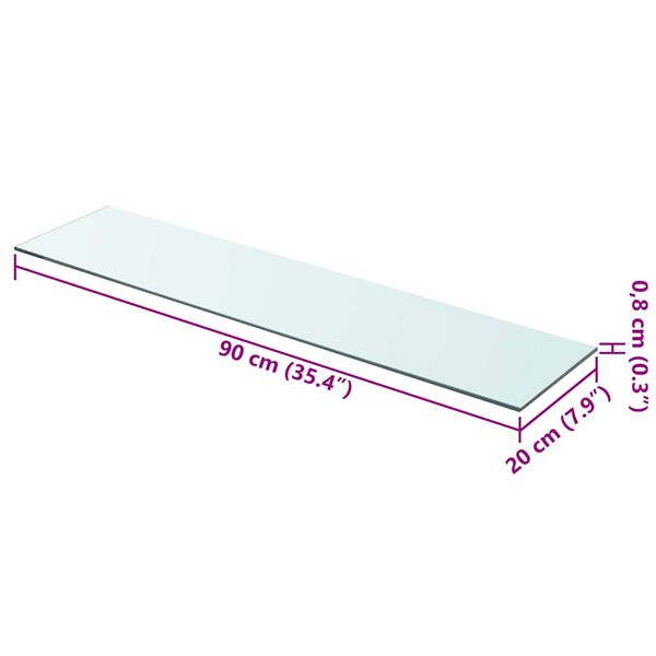 vidaXL Shelf Panel Glass Clear 90x20 cm