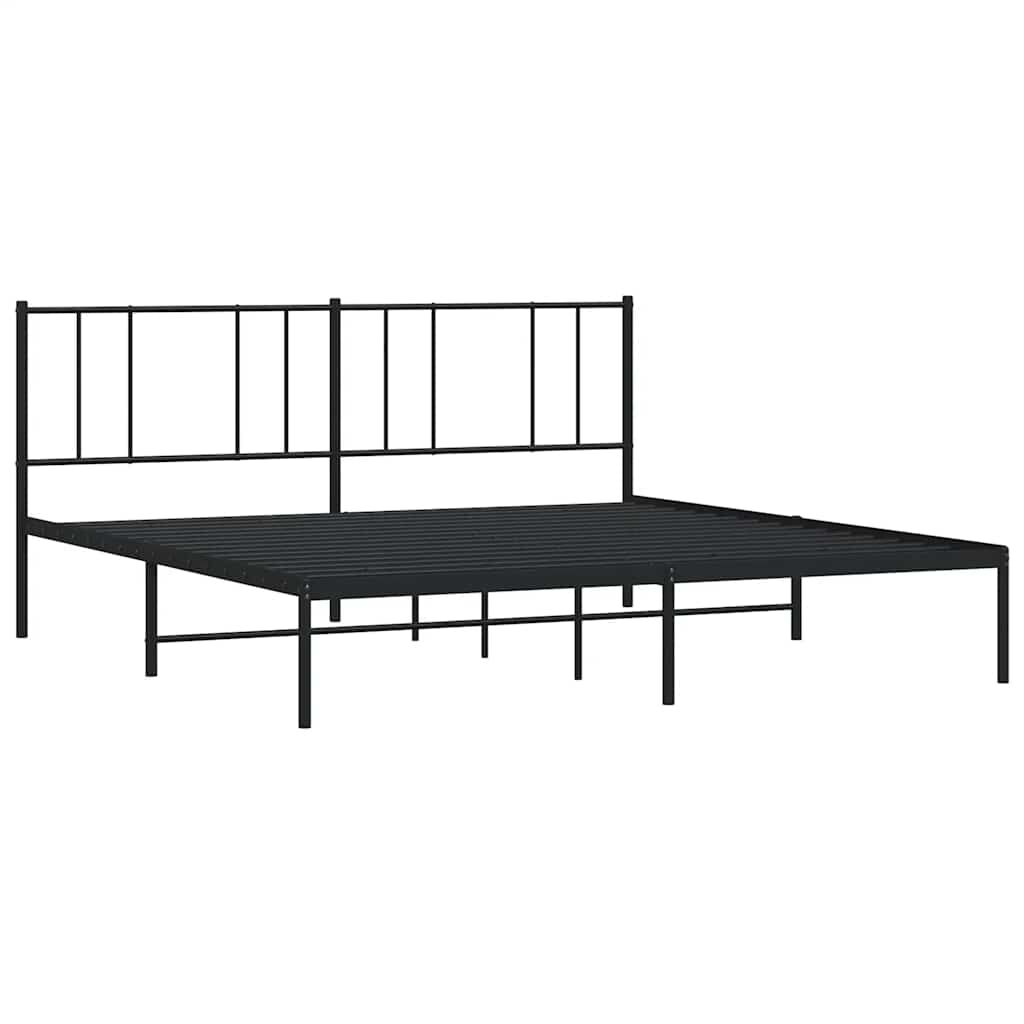 vidaXL Metal Bed Frame without Mattress with Headboard Black 193x203cm