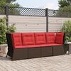 vidaXL Garden Sofa Corner with Cushions Brown Poly Rattan