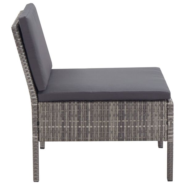 vidaXL 6 Piece Garden Lounge Set with Cushions Poly Rattan Grey