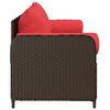 vidaXL Garden Sofa with Cushions 3-Seater Brown Poly Rattan