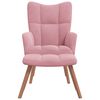vidaXL Relaxing Chair with a Stool Pink Velvet