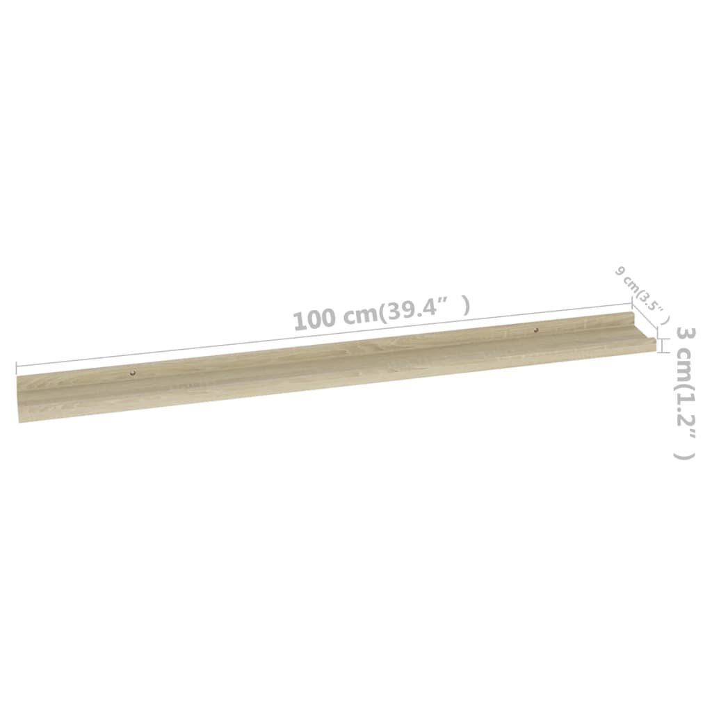 vidaXL Wall Shelves 2 pcs Sonoma Oak 100x9x3 cm