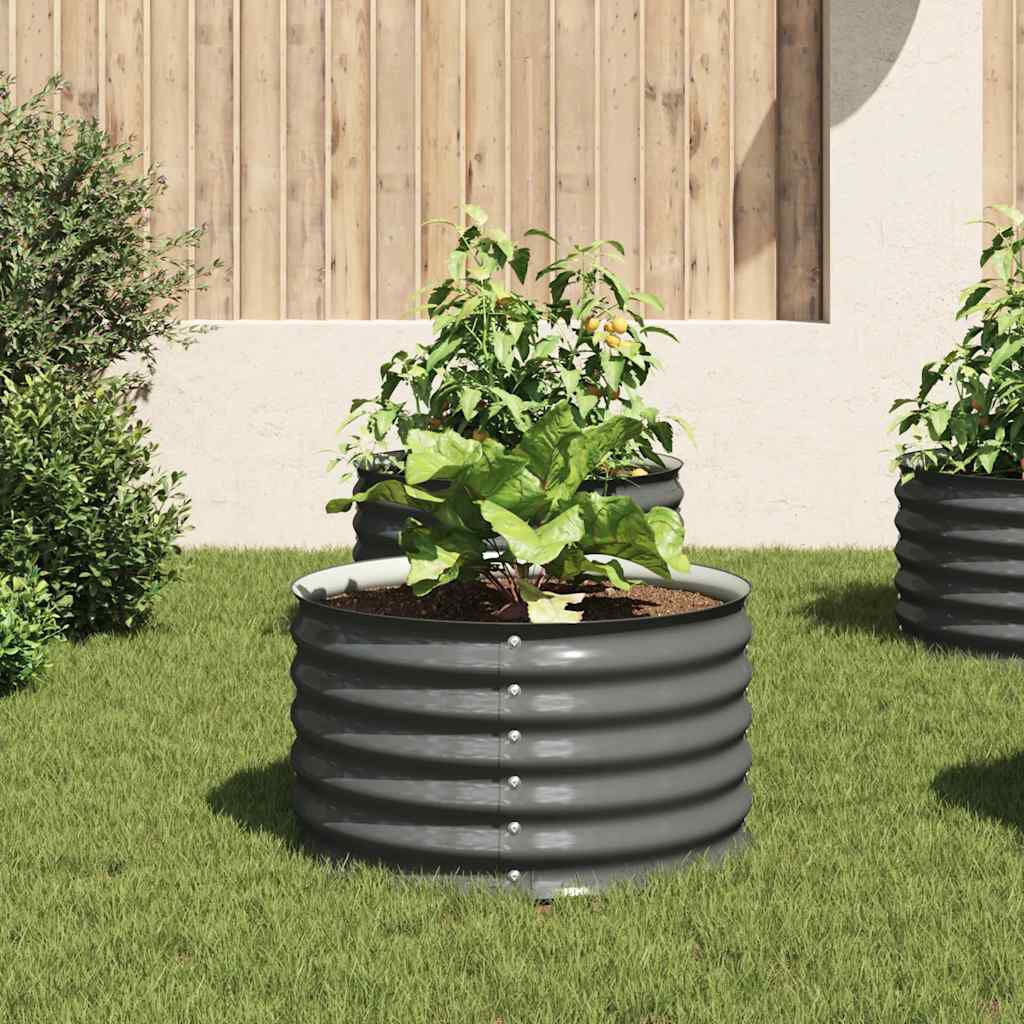 vidaXL Garden Raised Bed 80x80x44 cm Galvanised Steel Grey