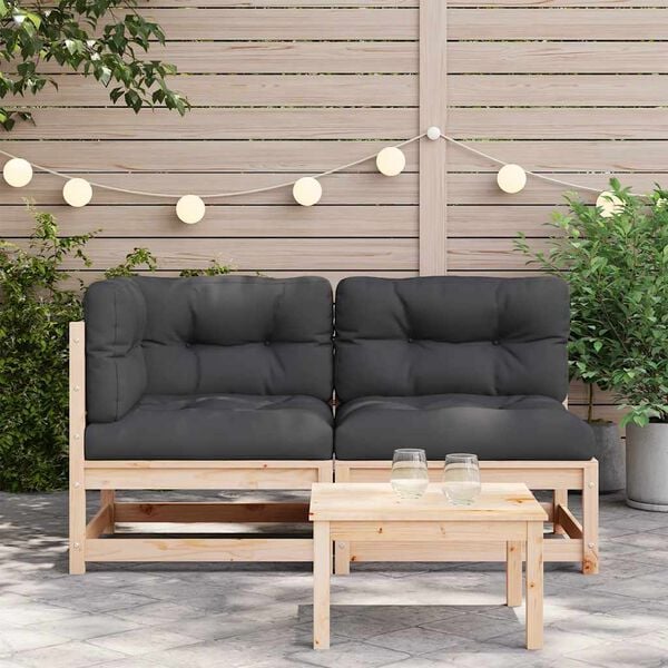 vidaXL Garden Sofa with Cushions 2-Seater Solid Wood Pine