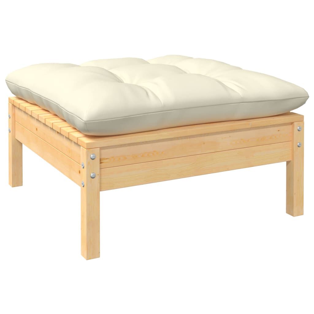 vidaXL 6 Piece Garden Lounge Set with Cream Cushions Pinewood