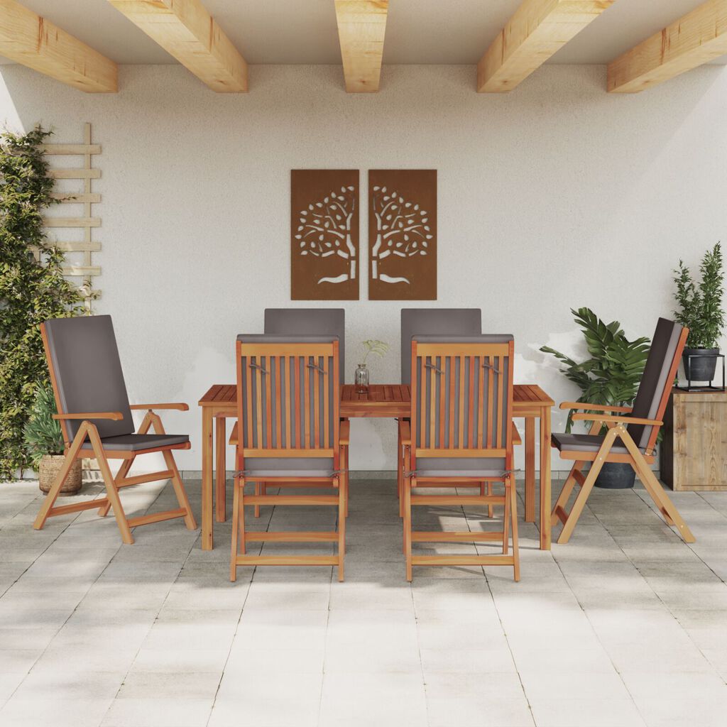 vidaXL Reclining Garden Chairs with Cushions 6 pcs Solid Teak Wood