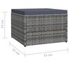 vidaXL Garden Footstool with Cushion Grey Poly Rattan