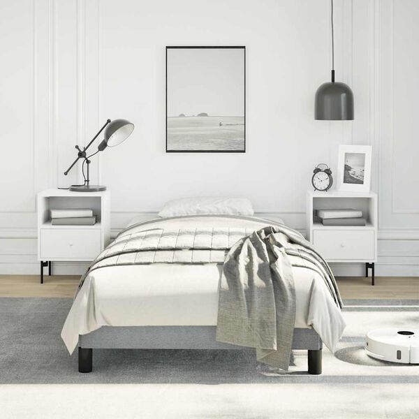 vidaXL Bed Frame without Mattress Light Grey 100x190 cm Twin Fabric
