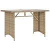 vidaXL Garden Table with Glass Top Beige 110x68x70 cm Poly Rattan
