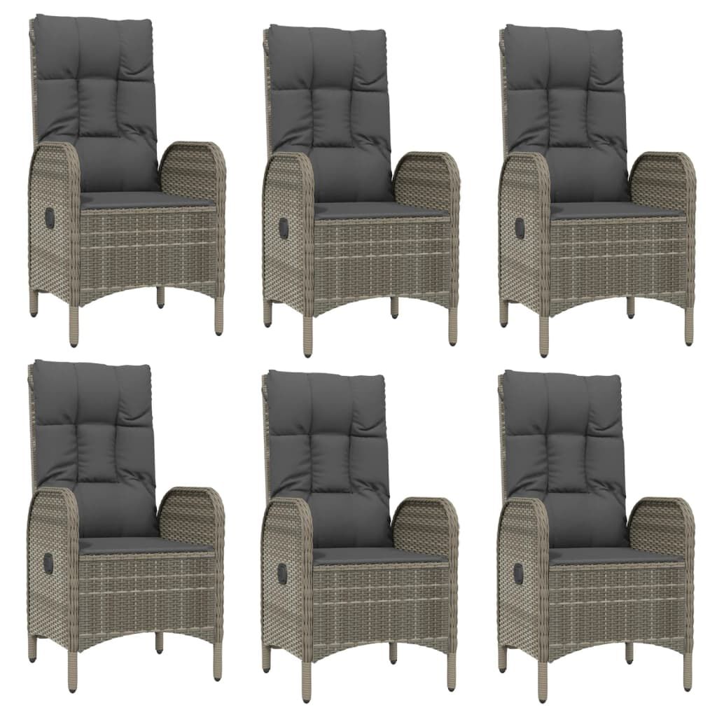 vidaXL 9 Piece Garden Dining Set with Cushions Grey Poly Rattan