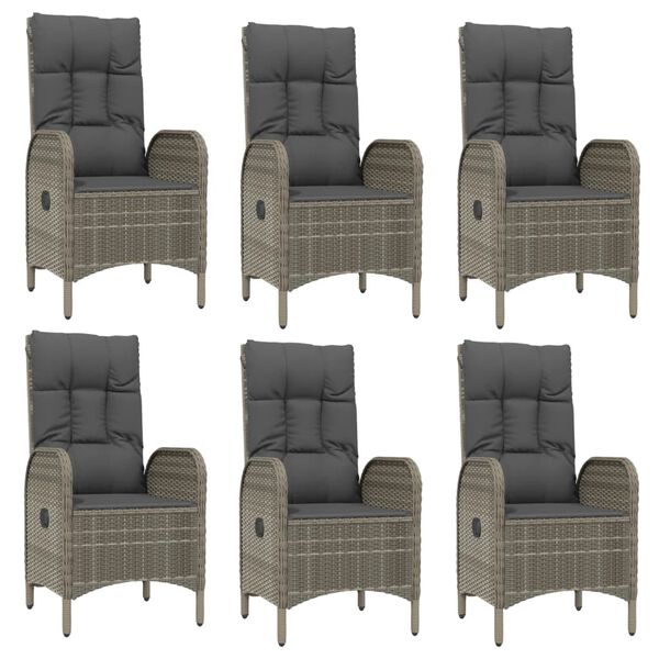 vidaXL 9 Piece Garden Dining Set with Cushions Grey Poly Rattan