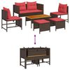 vidaXL Garden Sofa Set with Cushion 6 pcs Brown and Red Poly Rattan