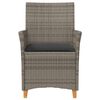 vidaXL Garden Chairs with Cushions 2 pcs Grey Poly Rattan&Solid Wood