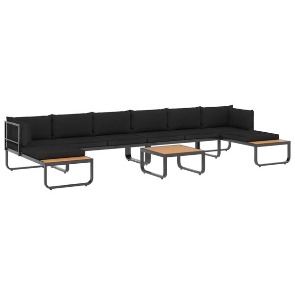 vidaXL 5 Piece Garden Corner Sofa Set with Cushions Aluminium and WPC