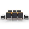 vidaXL 11 Piece Garden Dining Set Black