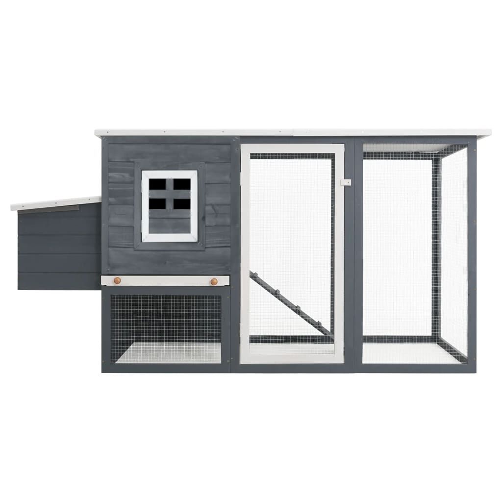 vidaXL Outdoor Chicken Cage Hen House with 1 Egg Cage Grey Wood