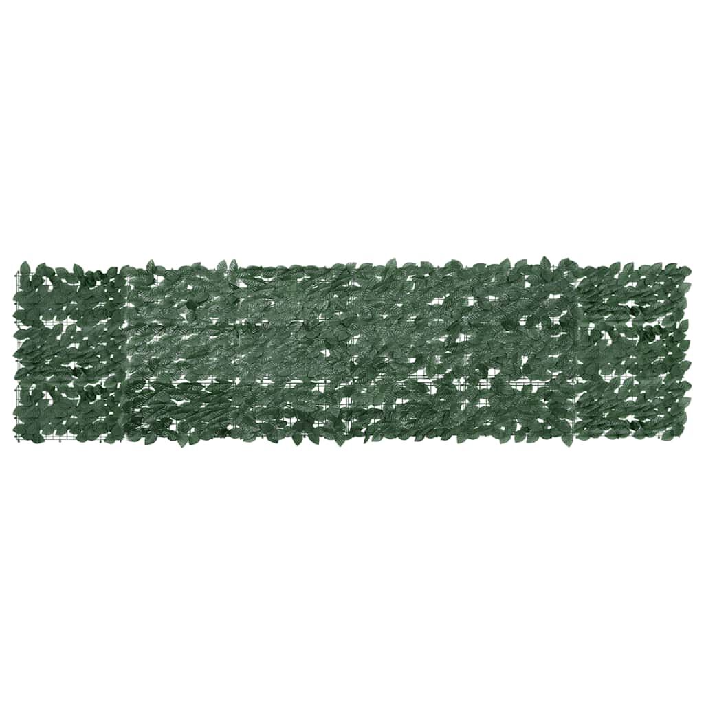 vidaXL Balcony Screen with Dark Green Leaves 300x75 cm