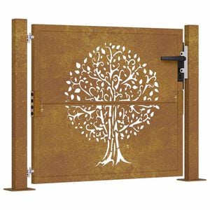 vidaXL Garden Gate 100x100 cm Corten Steel Tree Design