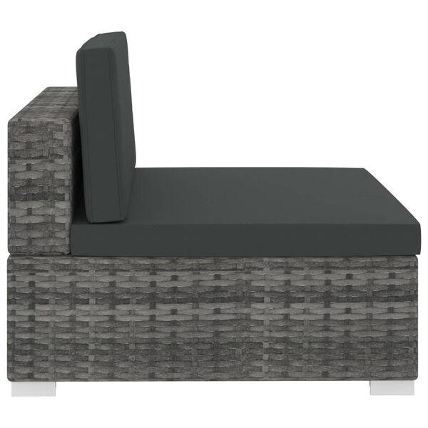 vidaXL 4 Piece Garden Sofa Set with Cushions Poly Rattan Grey
