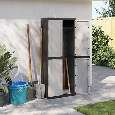 vidaXL Outdoor Storage Cabinet Grey and Black 65x37x165 cm PP