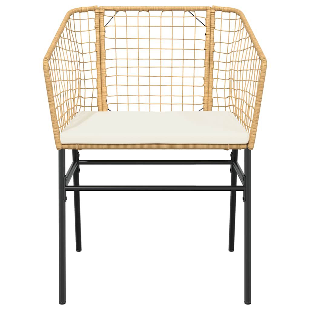 vidaXL 3 Piece Garden Dining Set with Cushions Brown Poly Rattan Glass