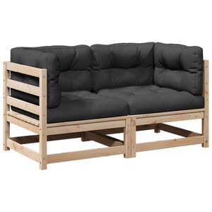 vidaXL 2 Piece Garden Sofa Set with Cushions Solid Wood Pine