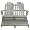 vidaXL 2-Seater Garden Adirondack Chair&Ottoman Fir Wood Grey